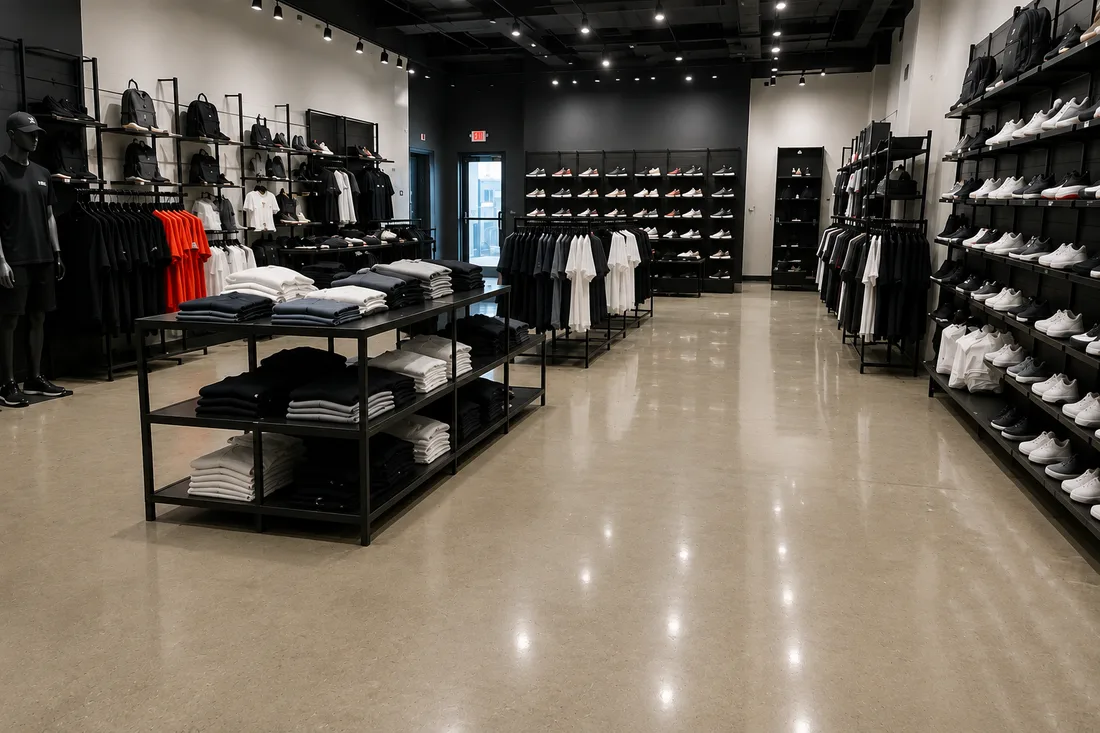 Spotless retail storefront after janitorial service