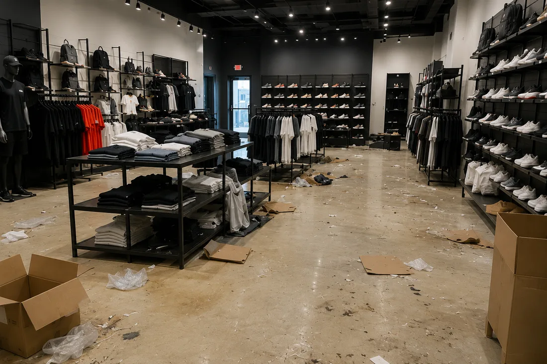 Retail storefront before cleaning
